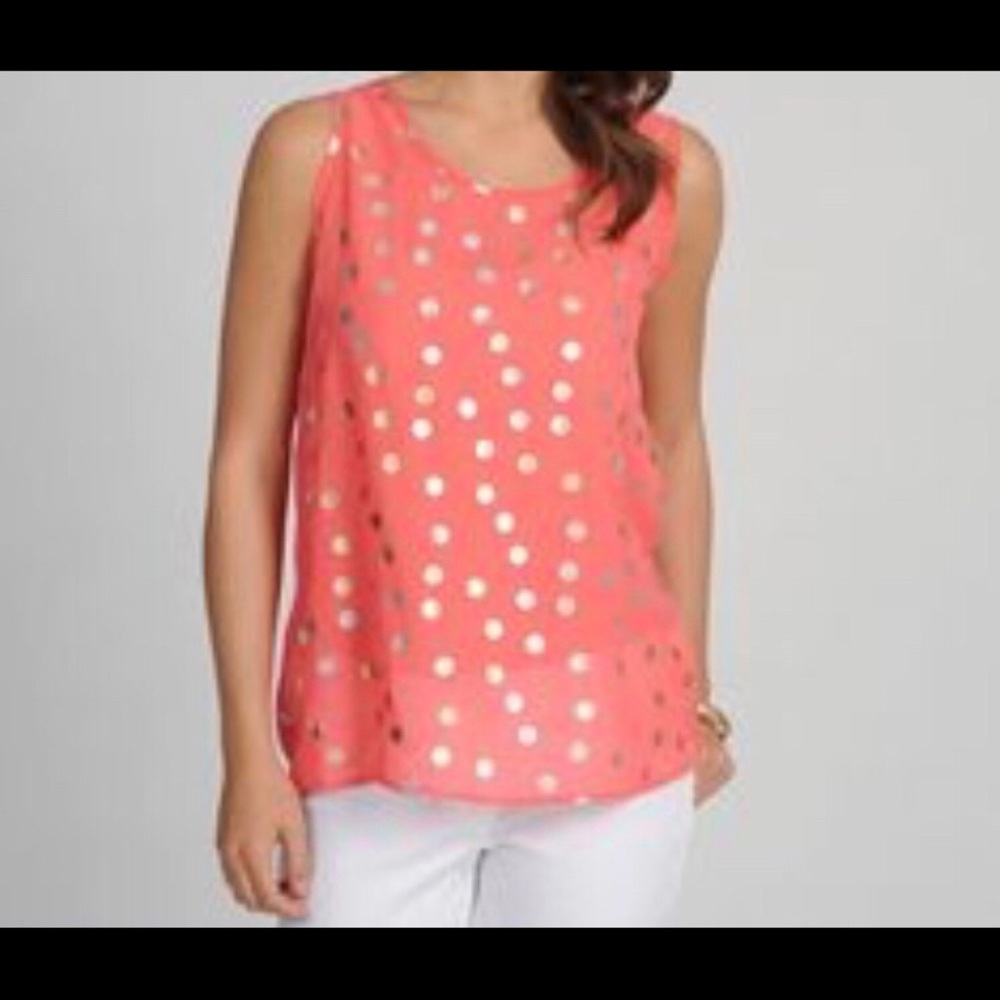 Shimmery polka dot coral top - Made in USA